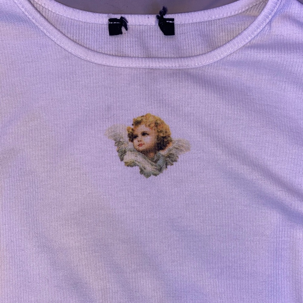 forever21 White angle cropped baby tee - Picture 3 of 3